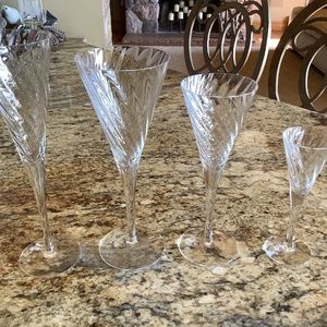 SASAKI Crystal - Reflections (10-12 each) Water, Wine, Champagne, Dessert Glasse